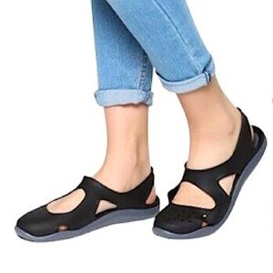 Crocs Women's Swiftwater Slingback Black Gray Beach Casual Slip On Sandals 11